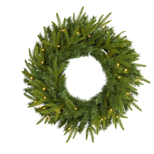 24&#x22; LED Long Pine Artificial Christmas Wreath